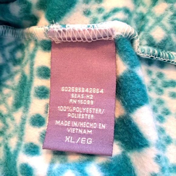 Laura Scott Patterned Zip Up Fleece Vest Green White Size XL - Picture 4 of 5